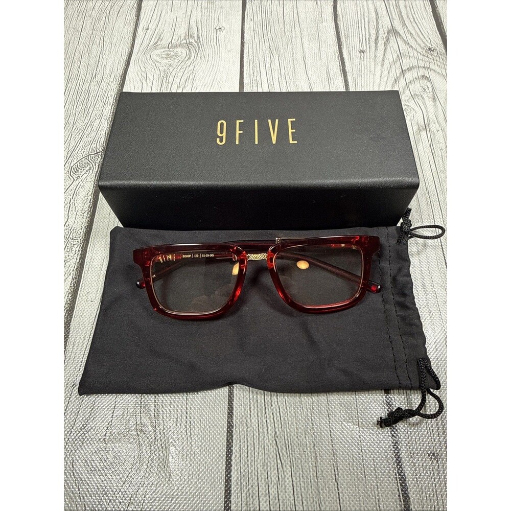 9FIVE Bishop LTD Sunglasses Ruby Red Translucent Golden Frame Glasses NWOT